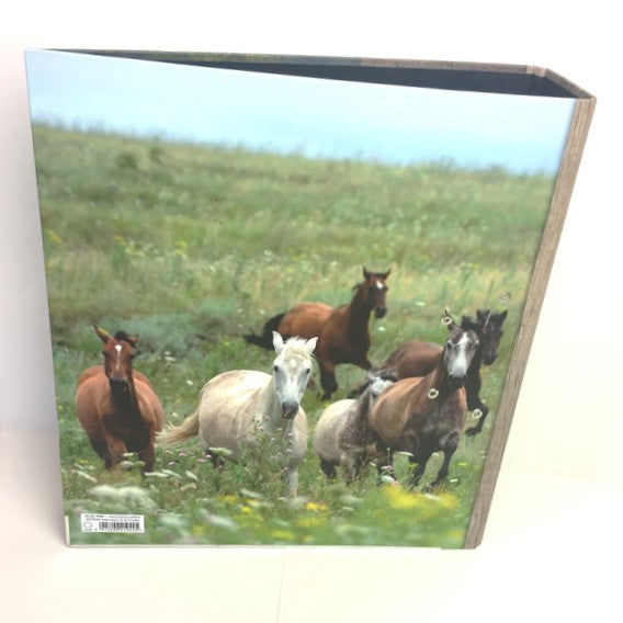 Classeur à anneaux en carton recyclé - collage de chevaux