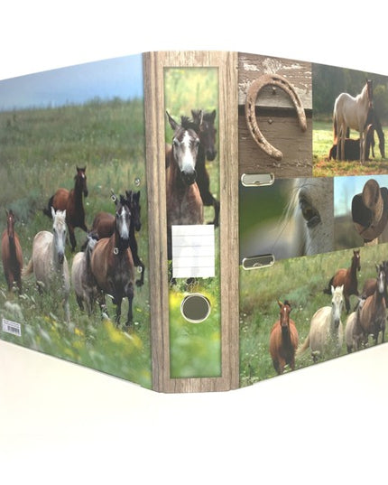 Classeur à anneaux en carton recyclé - collage de chevaux