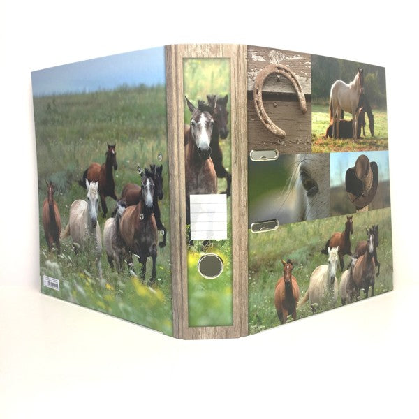 Classeur à anneaux en carton recyclé - collage de chevaux