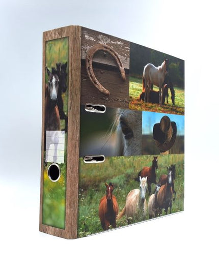 Classeur à anneaux en carton recyclé - collage de chevaux