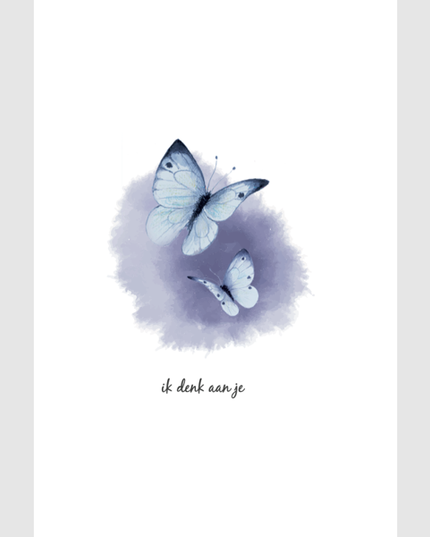 Wenskaart vlinders, ik denk aan je
