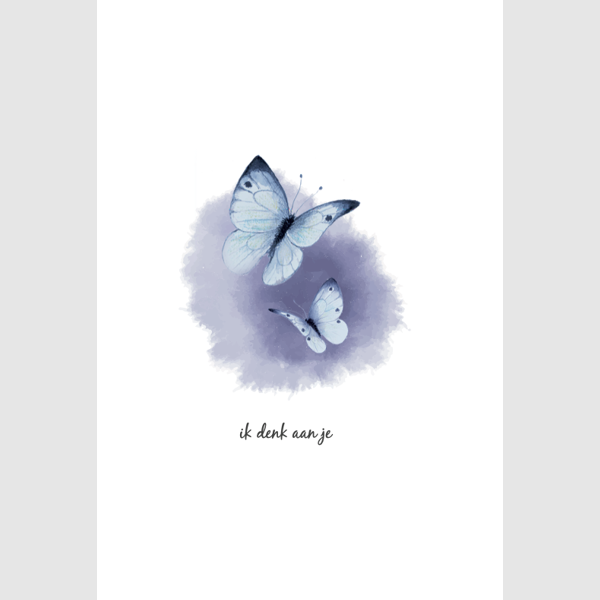 Wenskaart vlinders, ik denk aan je