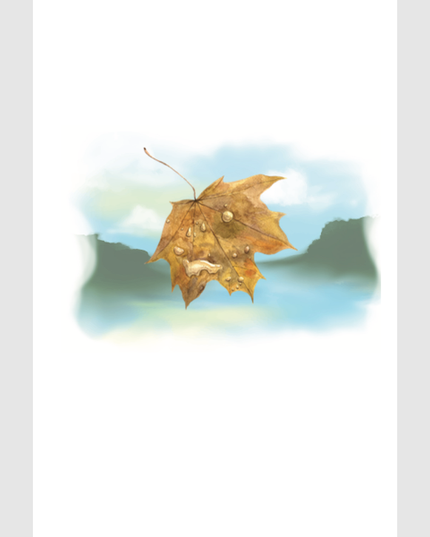 Wenskaart blad en bergen