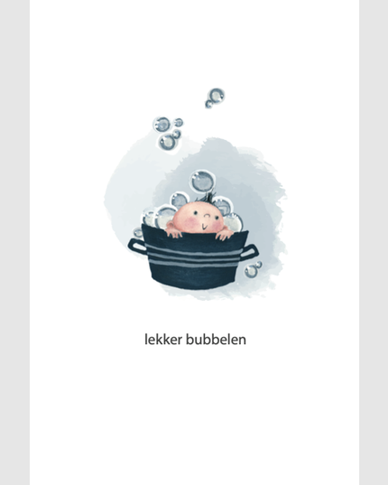 Wenskaart kind in bad