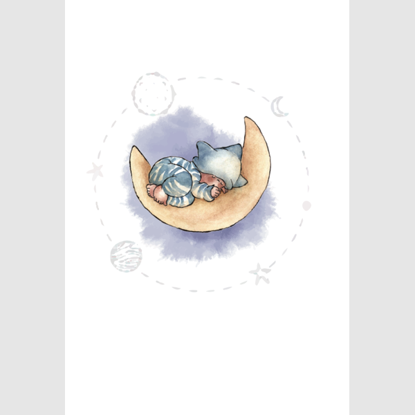 Wenskaart kind op de maan