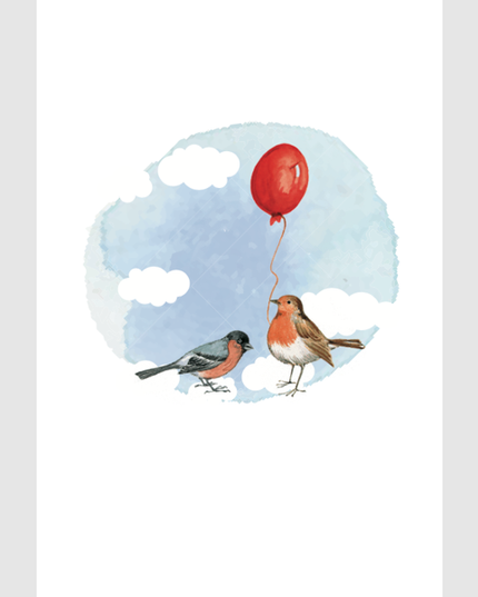 wenskaart vogels met ballon