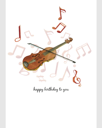 Wenskaart viool, happy birthday