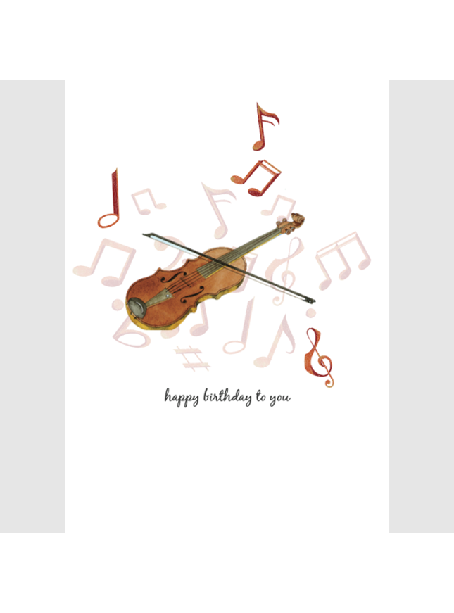 Wenskaart viool, happy birthday