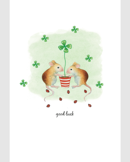 Wenskaart muizen, good luck