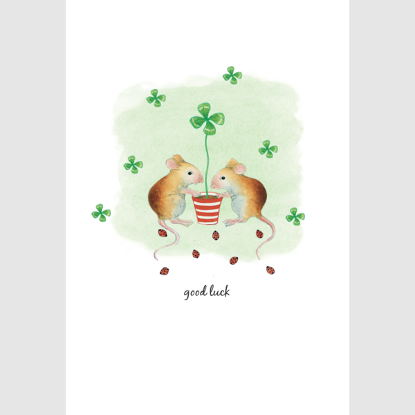 Wenskaart muizen, good luck