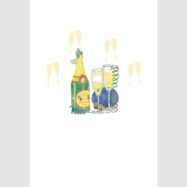 Wenskaart champagne