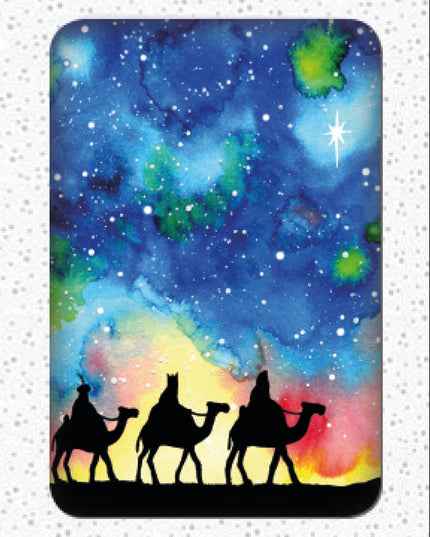 Kerstkaarten doosje 10x 3 koningen met sterrenhemel (F13035)