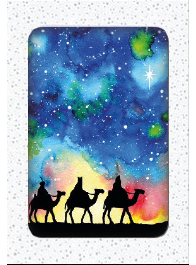 Kerstkaarten doosje 10x 3 koningen met sterrenhemel (F13035)