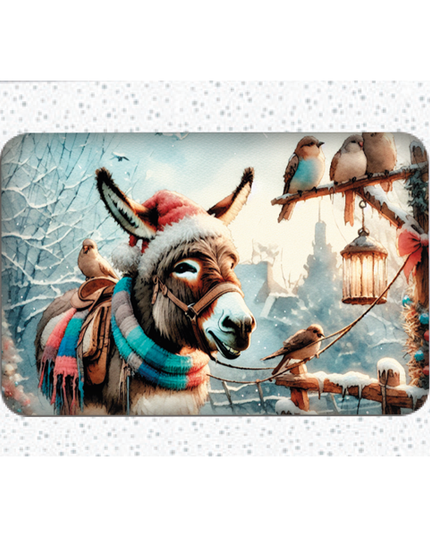 Kerstkaarten doosje 10x ezels (F13112)