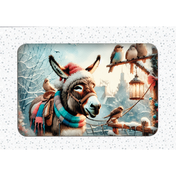 Kerstkaarten doosje 10x ezels (F13112)