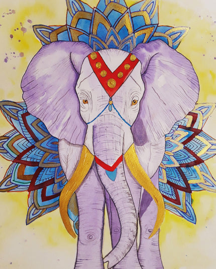 Wenskaart versierde olifant