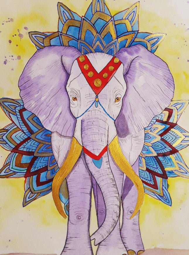 Wenskaart versierde olifant