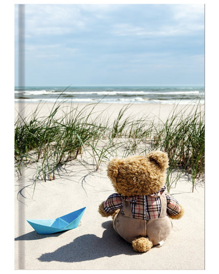 Livre relié A5 - Ours en peluche au bord de la mer