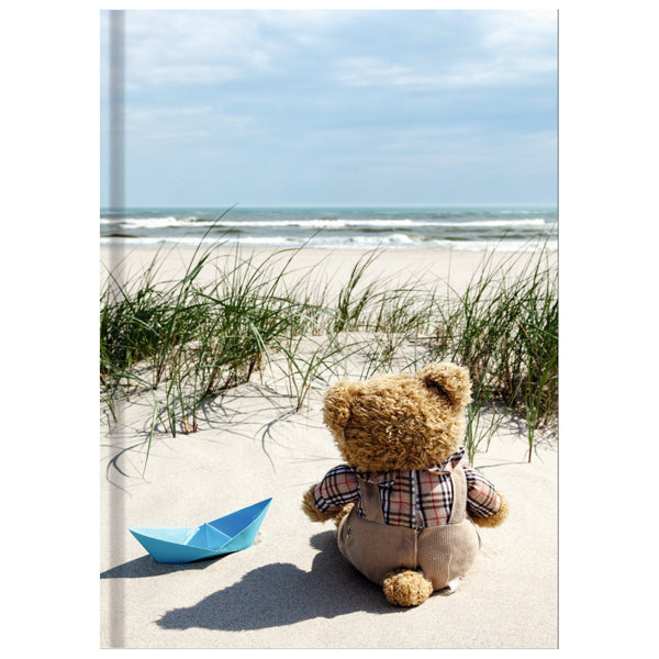 Livre relié A5 - Ours en peluche au bord de la mer