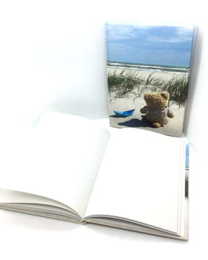 Livre relié A5 - Ours en peluche au bord de la mer