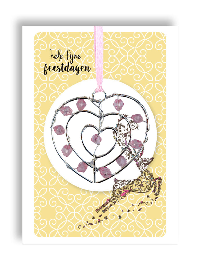 Zilverkleurige hanger groot - roze