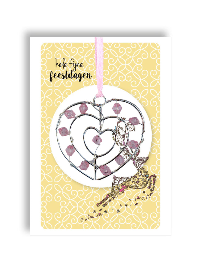 Zilverkleurige hanger groot - roze