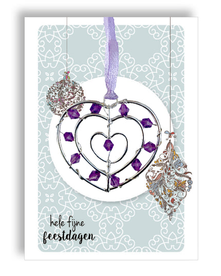 Zilverkleurige hanger groot - lila