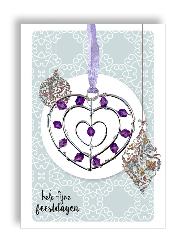 Zilverkleurige hanger groot - lila