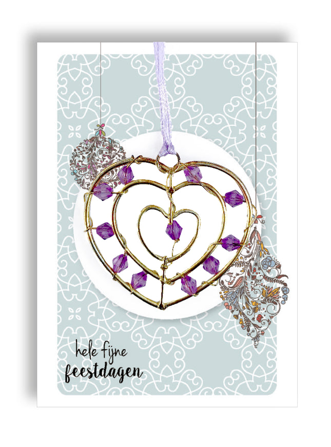 Goudkleurige hanger groot - lila