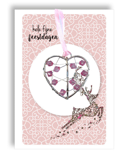 Zilverkleurige hanger klein - roze