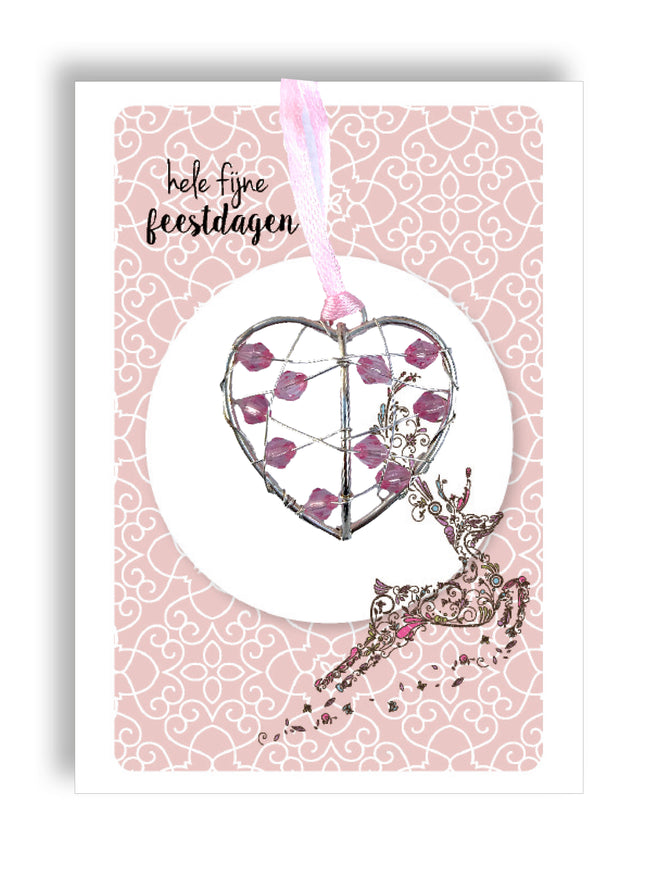 Zilverkleurige hanger klein - roze