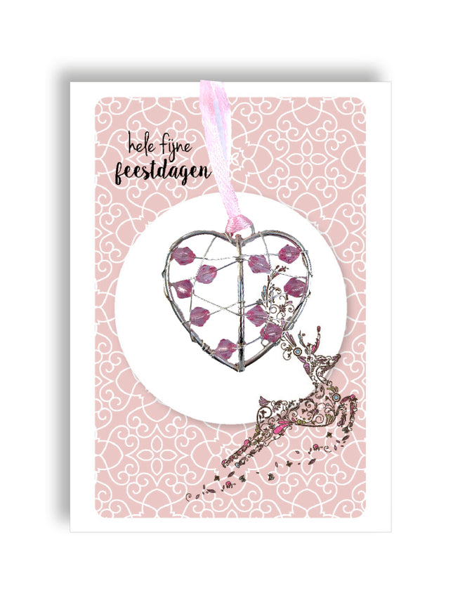 Zilverkleurige hanger klein - roze