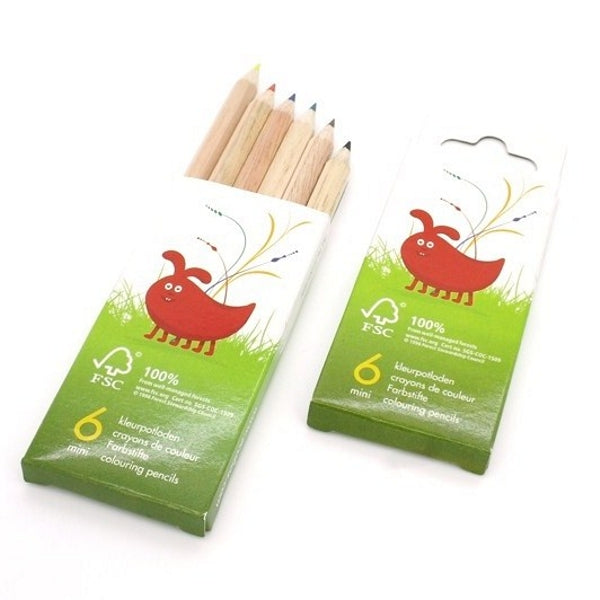 Cardboard box with 6 assorted mini colored pencils - FSC 100%