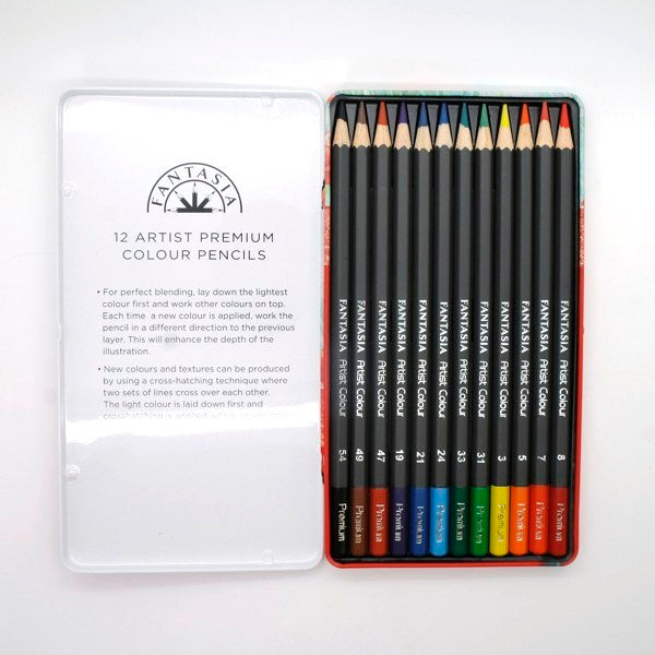 Tin box with 12 colored pencils
