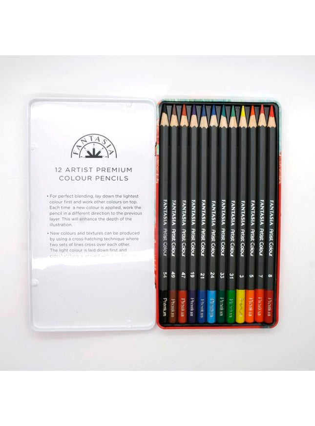 Blikken doos met 12 kleurpotloden