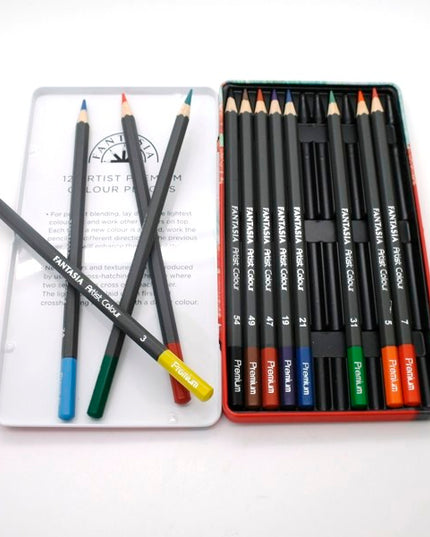 Blikken doos met 12 kleurpotloden