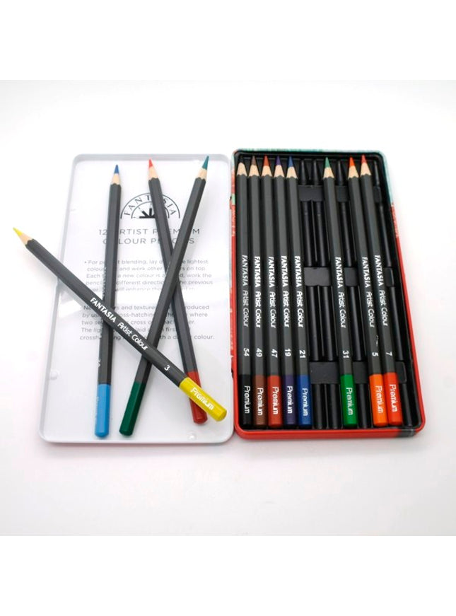 Blikken doos met 12 kleurpotloden