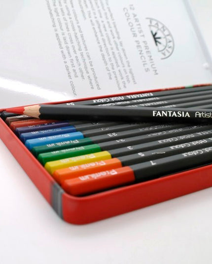 Blikken doos met 12 kleurpotloden