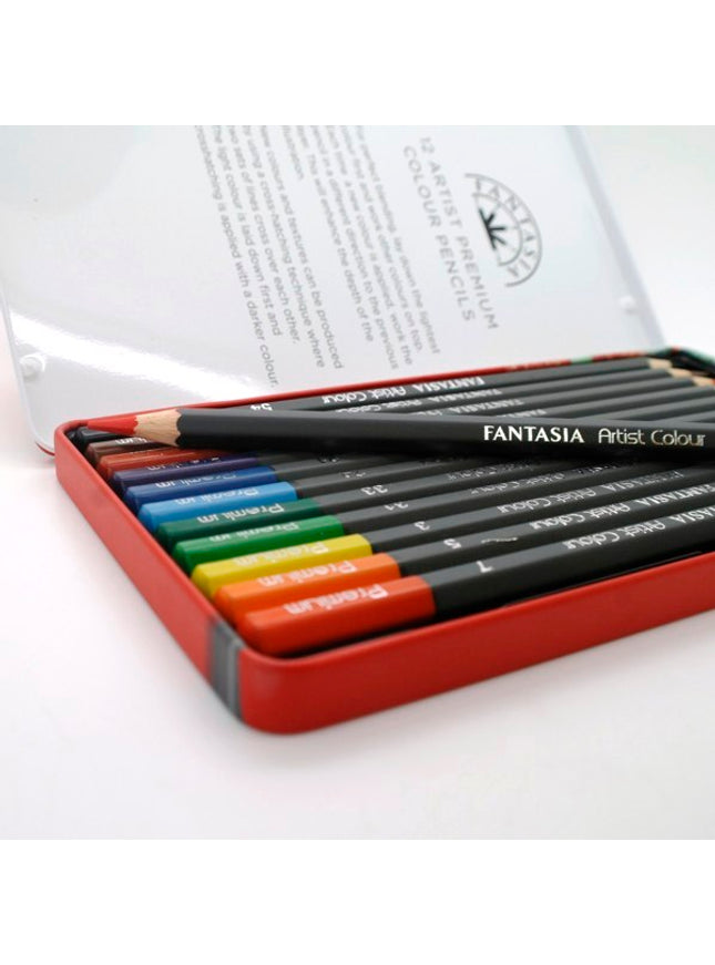 Blikken doos met 12 kleurpotloden