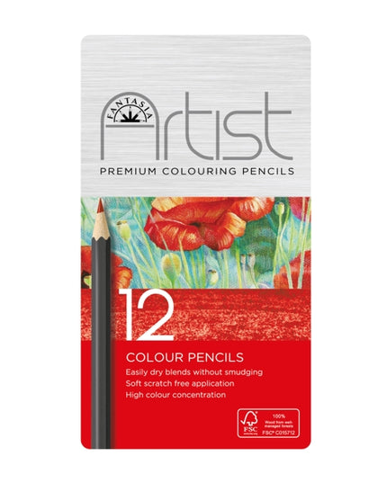 Blikken doos met 12 kleurpotloden