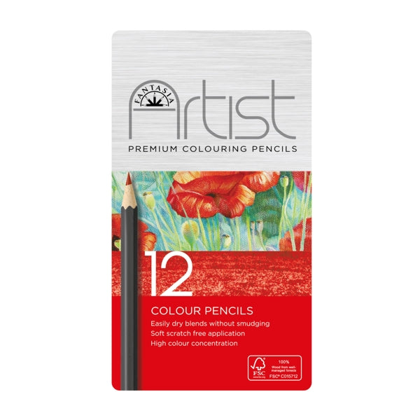 Tin box with 12 colored pencils