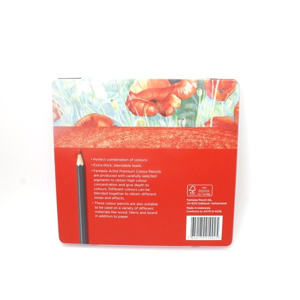 Tin box with 24 colored pencils