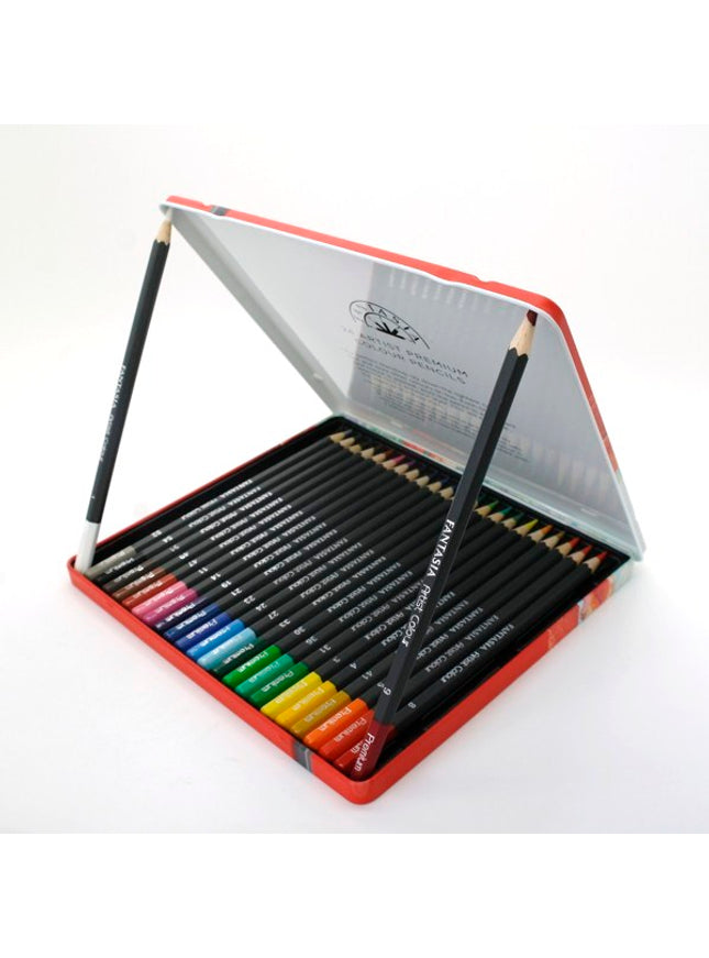 Blikken doos met 24 kleurpotloden