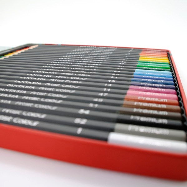 Tin box with 24 colored pencils