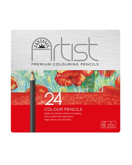 Blikken doos met 24 kleurpotloden