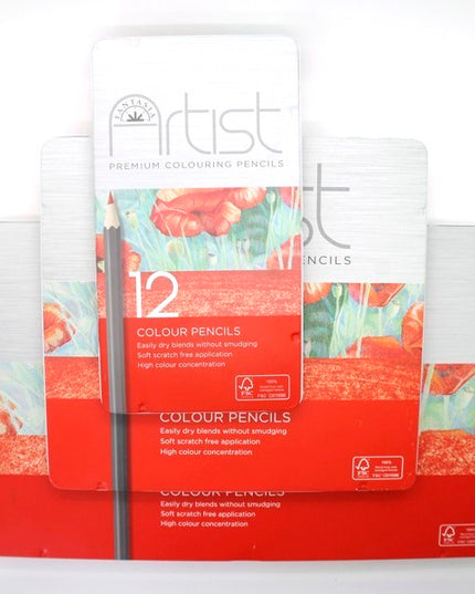 Blikken doos met 12 kleurpotloden