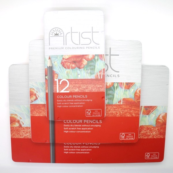 Tin box with 24 colored pencils