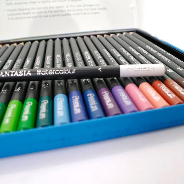 Tin box with 24 watercolor colored pencils