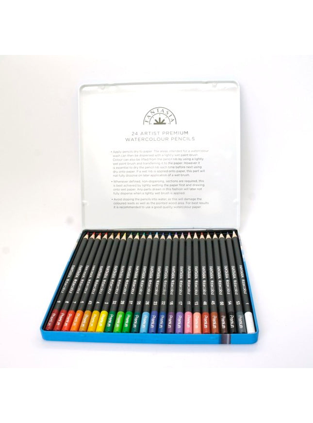 Blikken doos met 24 aquarel-kleurpotloden