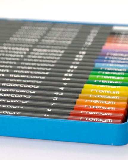 Blikken doos met 24 aquarel-kleurpotloden